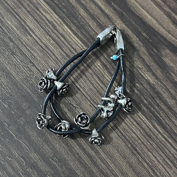 Lucky Brand Metal Rose Leather Bracelet ASO Elena Gilbert FLAWED - Picture 7 of 11